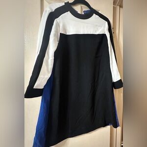 BCBGMaxAzria Black, White, and Blue Mini Dress